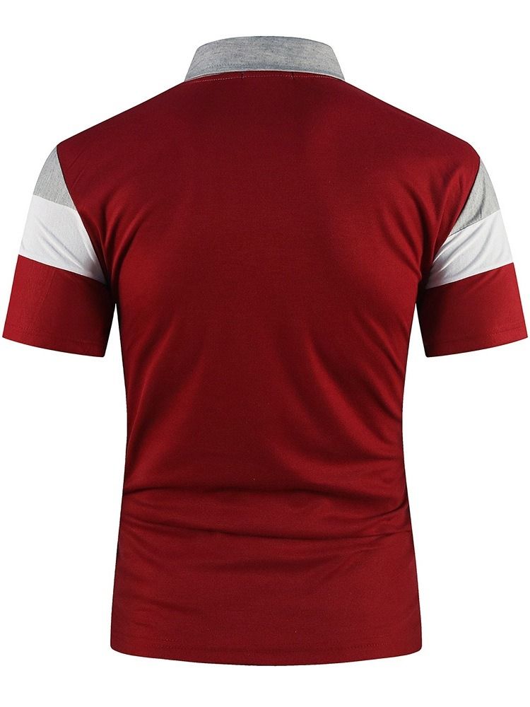 Polo Neck Color Block Patchwork Fashion Polo Shirt