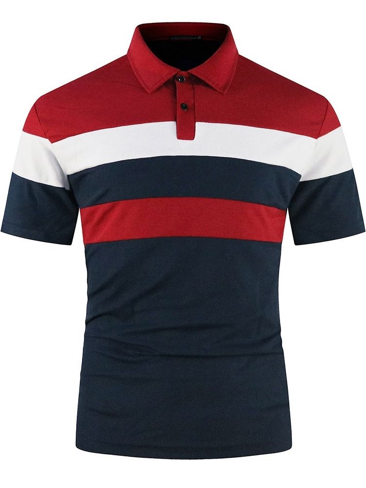 Polo Neck Color Block Patchwork Fashion Polo Shirt