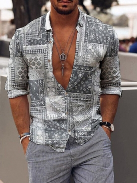 Print Casual Lapel Enkelknäppt Höst Casual Shirt