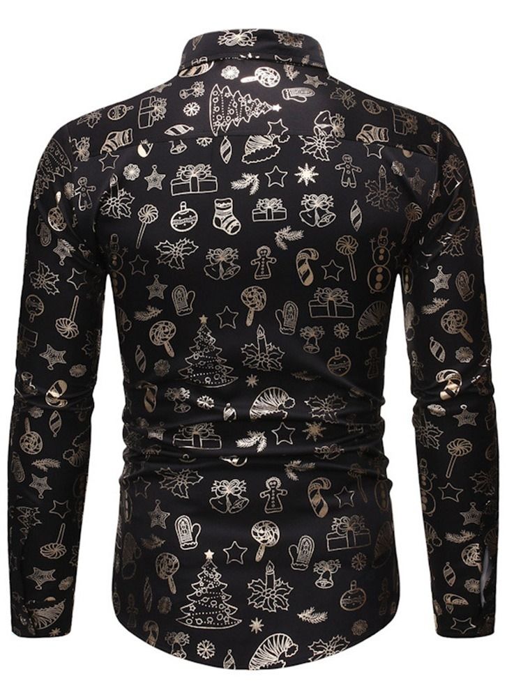 Print Casual Lapel Enkelknäppt Vinterskjorta