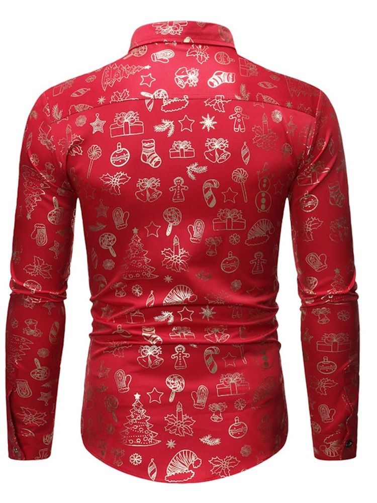 Print Casual Lapel Enkelknäppt Vinterskjorta