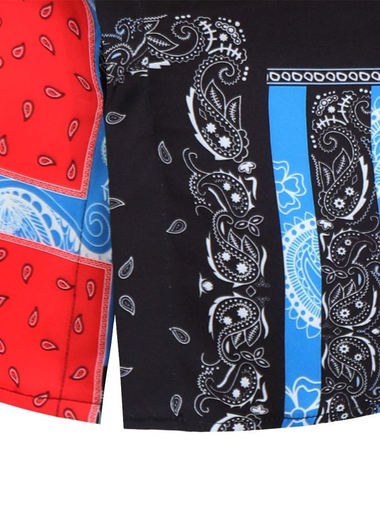 Print Casual Lapel Fall Slim Skjorta För Män