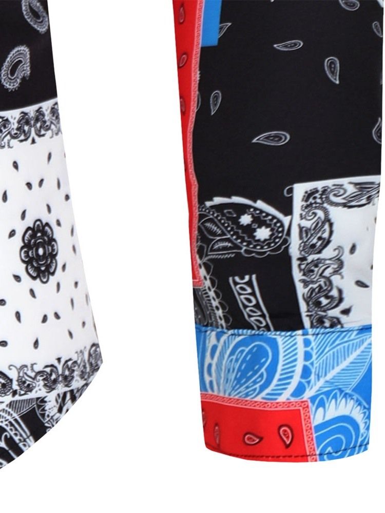 Print Casual Lapel Fall Slim Skjorta För Män