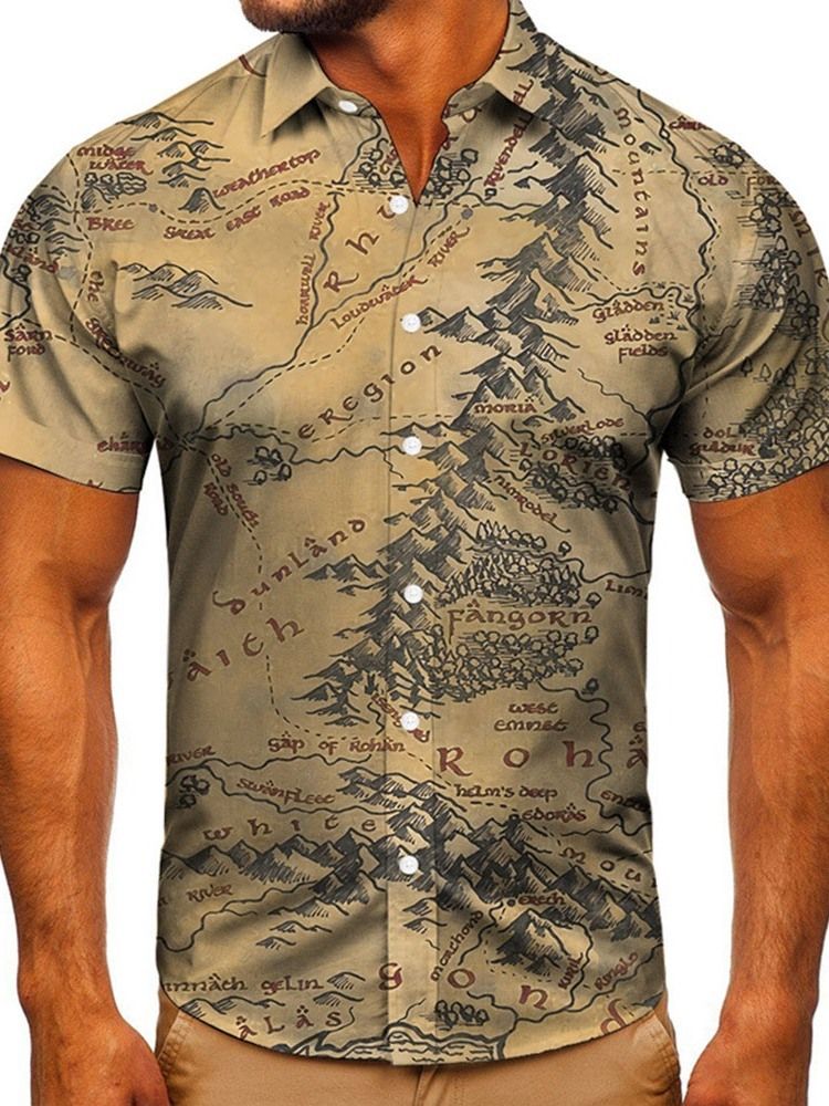 Print Casual Slim Enkelknäppt Herrskjorta