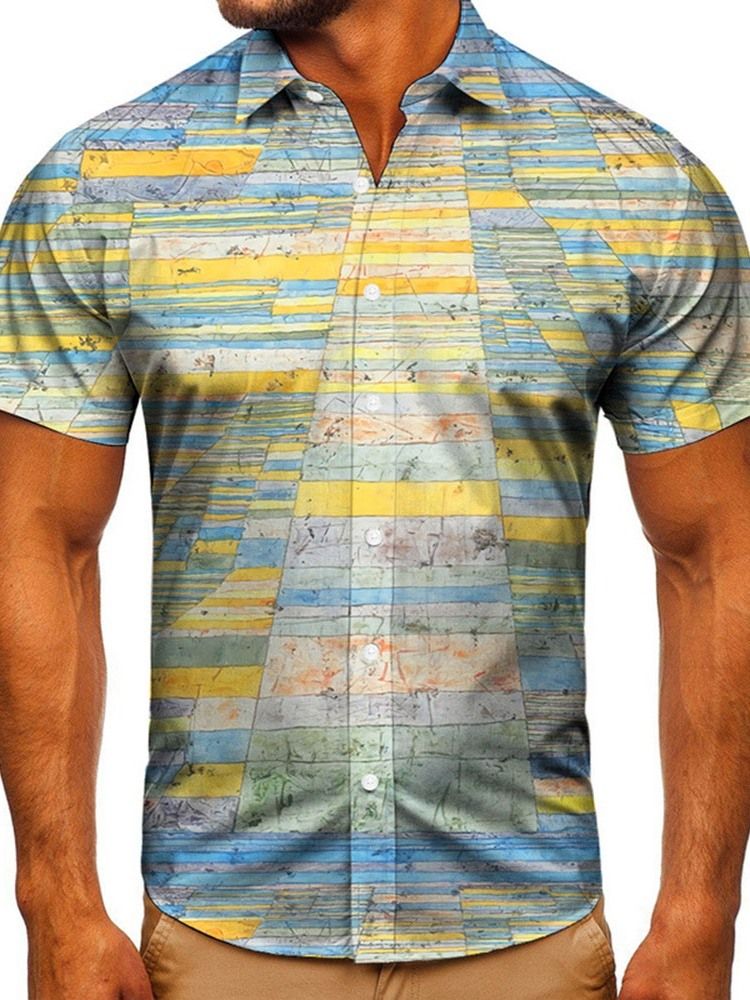 Print Casual Slim Enkelknäppt Herrskjorta