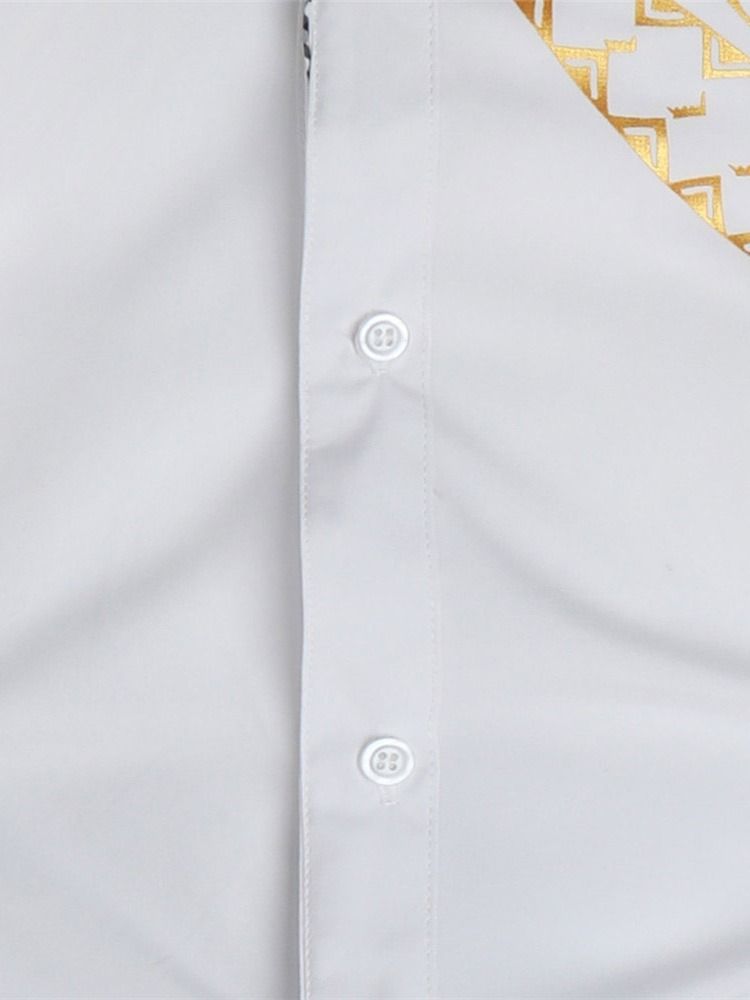 Print Lapel Casual Single Breasted Hot Sale Slim Shirt För Män