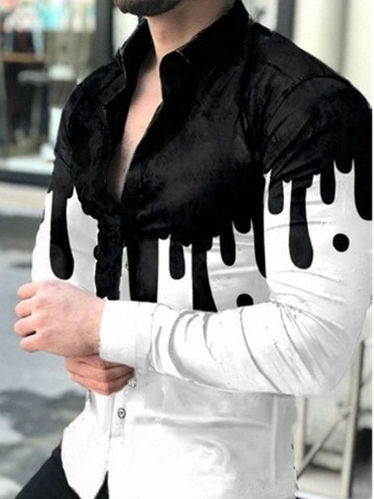 Print Lapel Fall Enkelknäppt Casual Shirt
