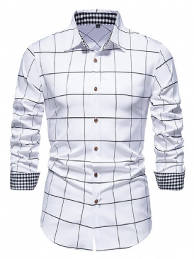 Print Rutig Casual Enkelknäppt Slim Shirt