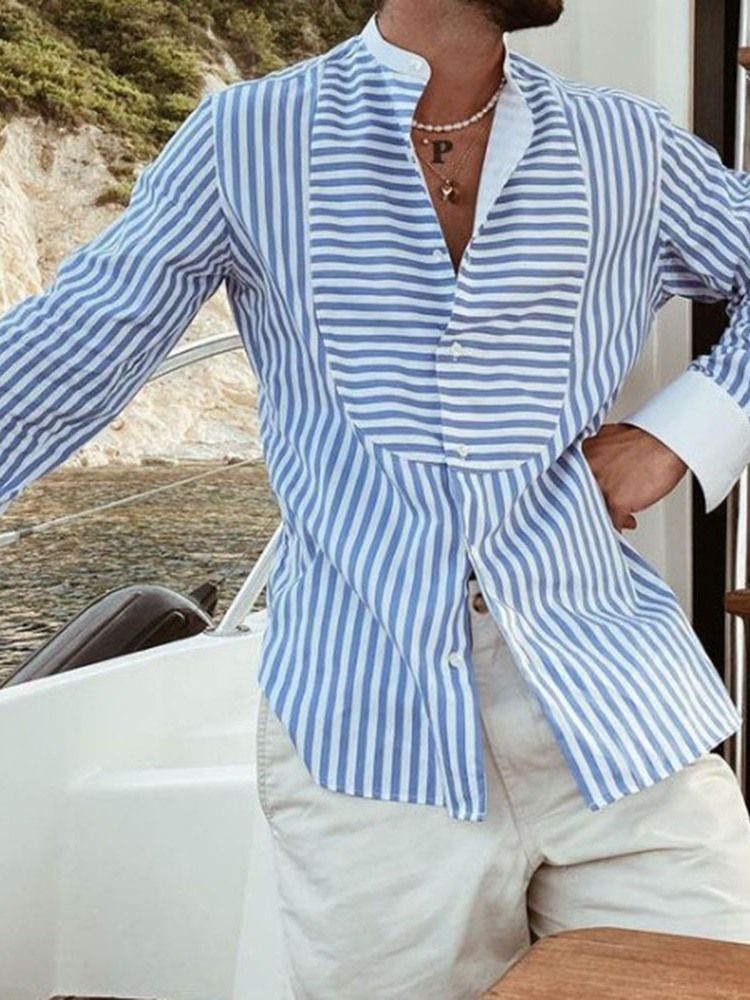 Print Stripe Fashion Slim Fall Shirt