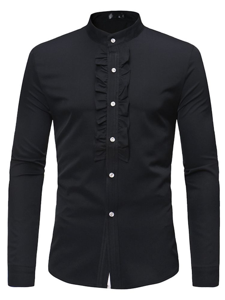Skjortor Med Ståndkrage För Män I Enfärgad Slim Fit