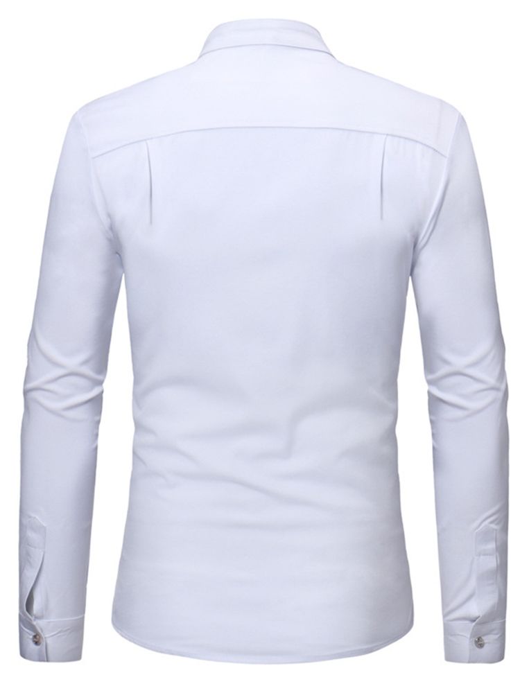 Skjortor Med Ståndkrage För Män I Enfärgad Slim Fit