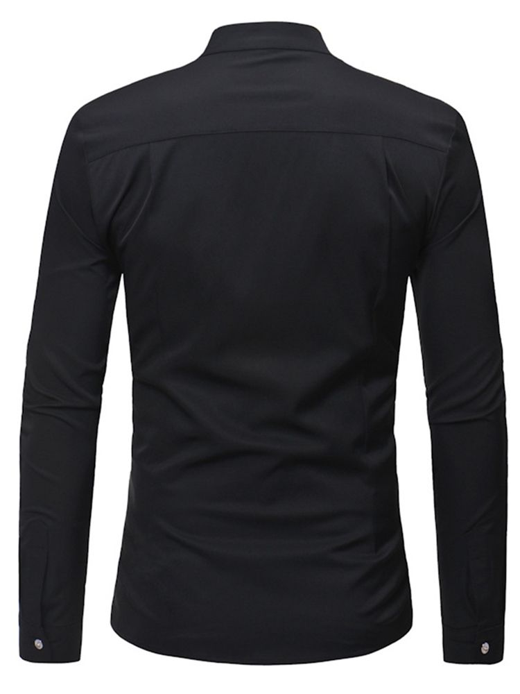 Skjortor Med Ståndkrage För Män I Enfärgad Slim Fit