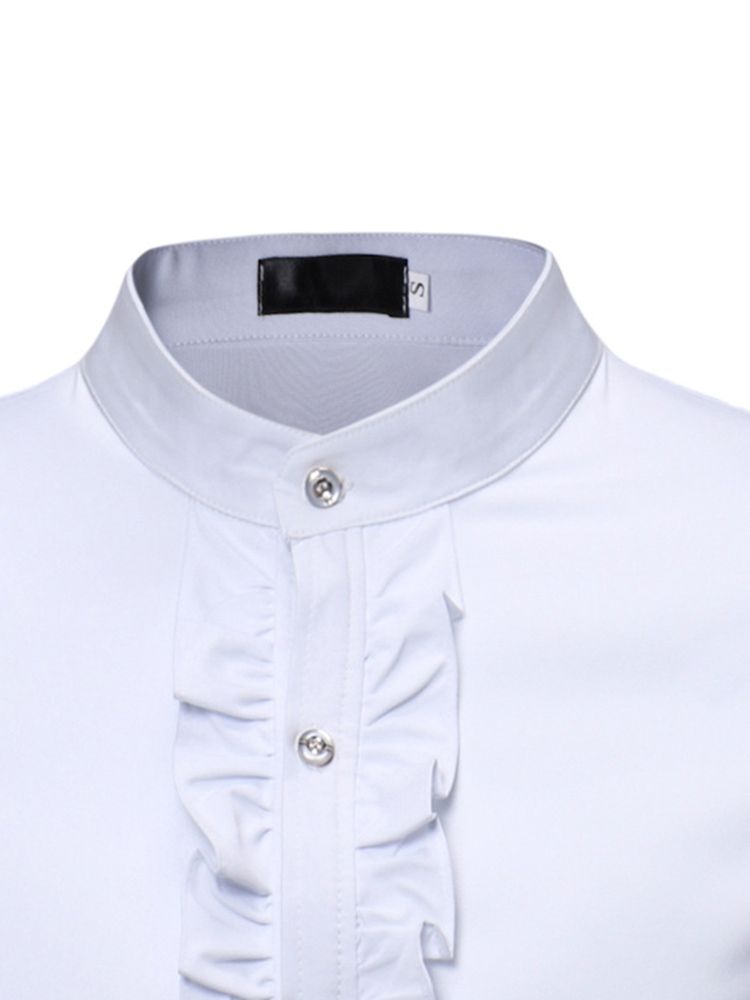 Skjortor Med Ståndkrage För Män I Enfärgad Slim Fit