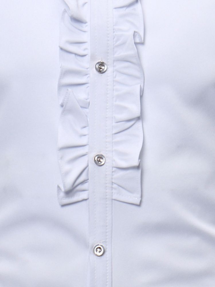 Skjortor Med Ståndkrage För Män I Enfärgad Slim Fit