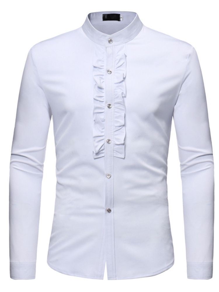 Skjortor Med Ståndkrage För Män I Enfärgad Slim Fit