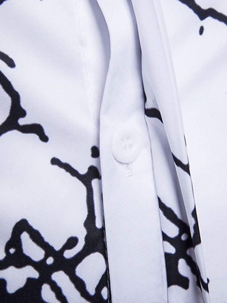 Skriv Ut Casual Lapel Enkelknäppt Höstskjorta För Män