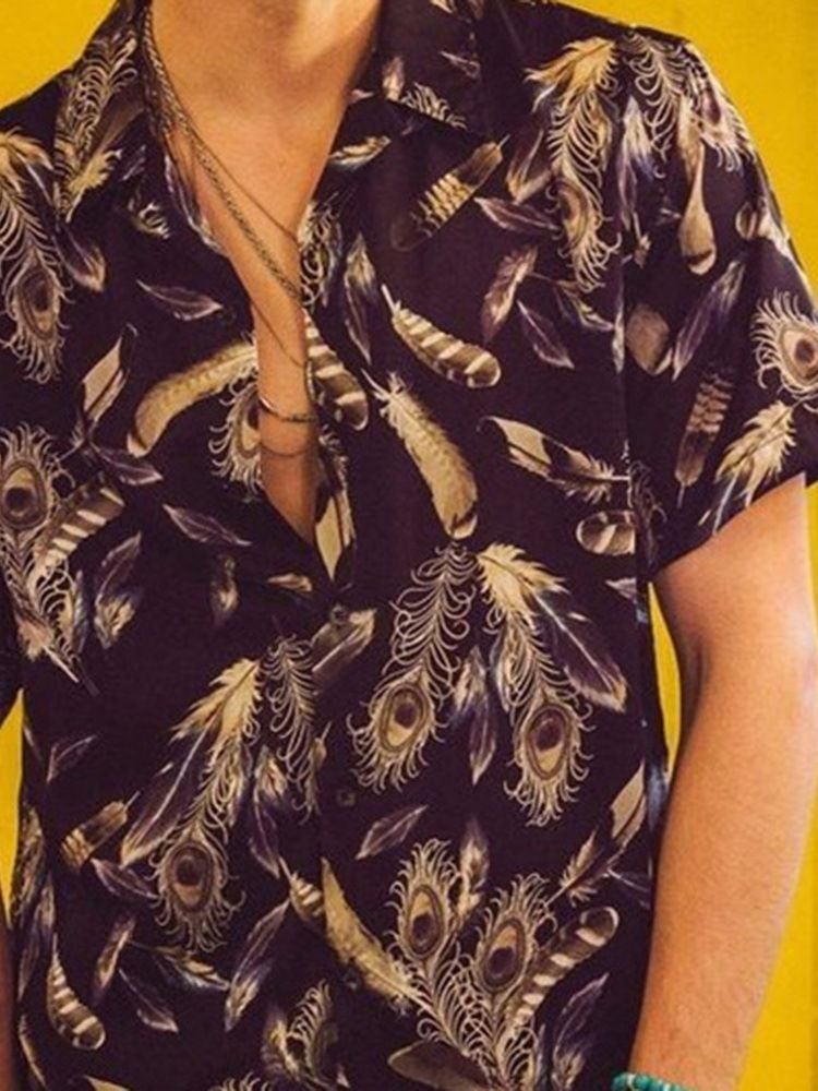 Skriv Ut European Lapel Loose Single-Breasted Shirt