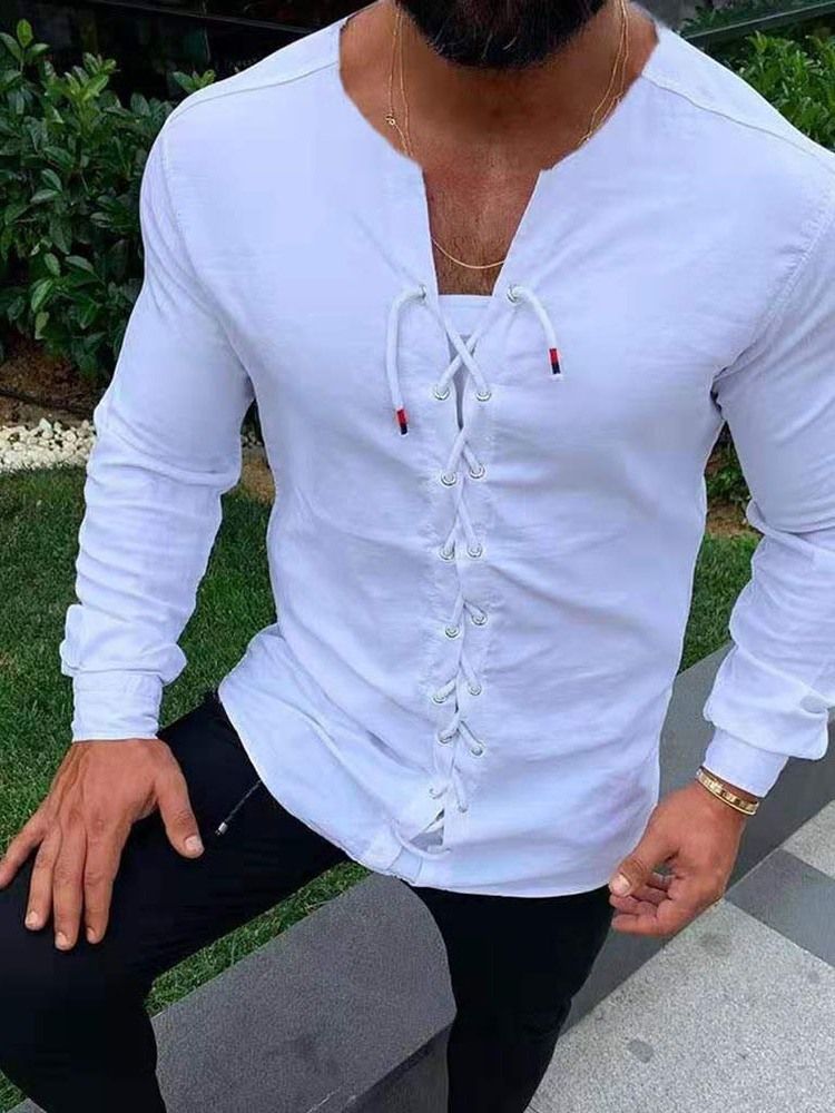 Slimmad Slät Skjorta För Män