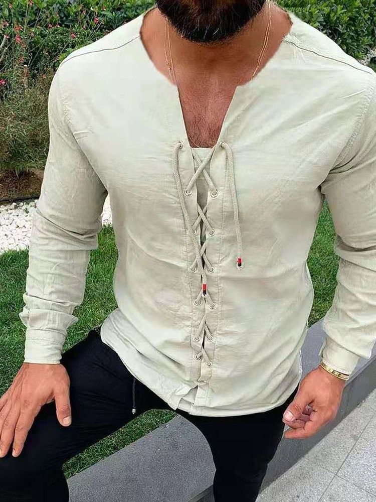 Slimmad Slät Skjorta För Män