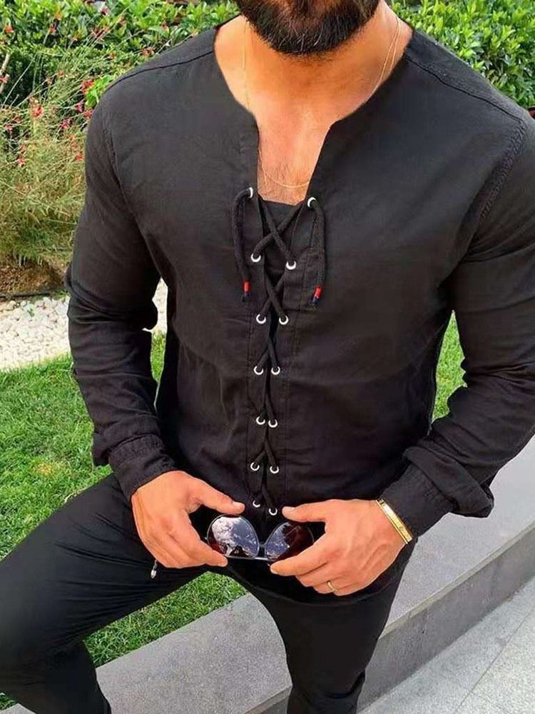 Slimmad Slät Skjorta För Män