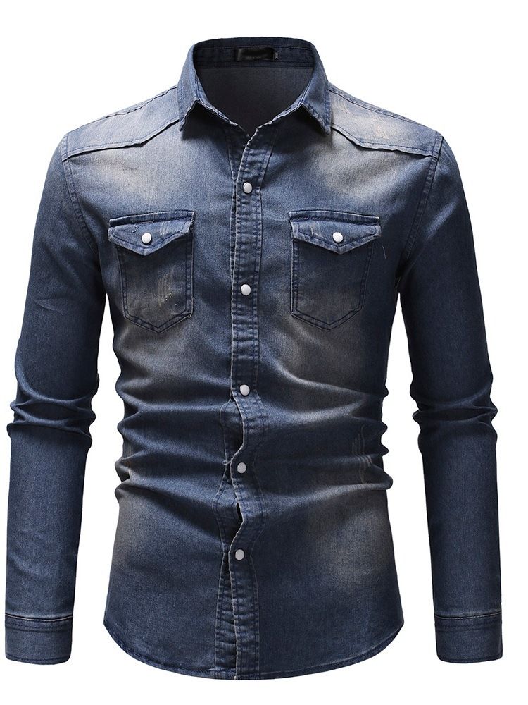 Sliten Lapel Casual Enkelknäppt Slim Shirt