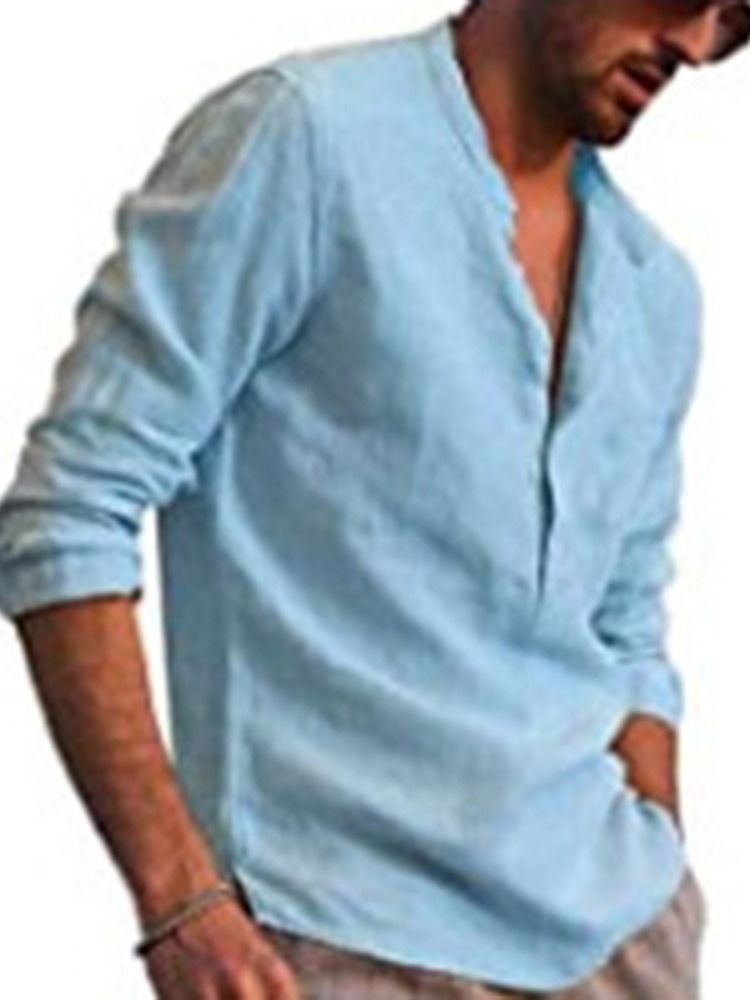 Ståkrage European Button Slim Shirt För Män