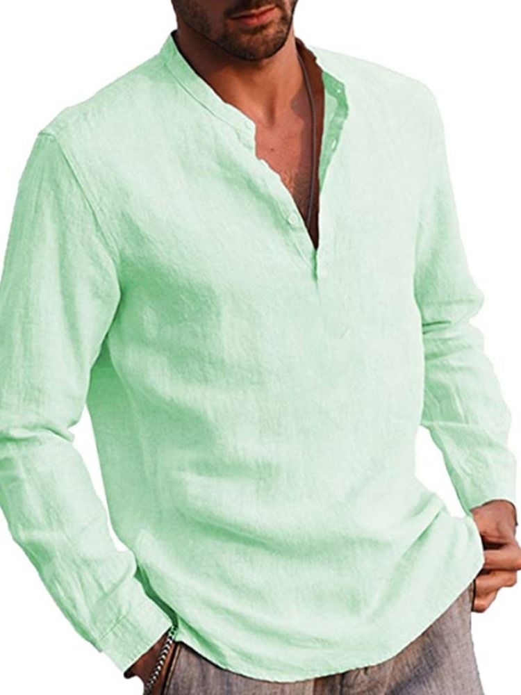Ståkrage European Button Slim Shirt För Män