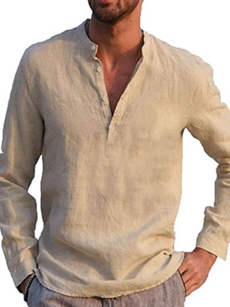 Ståkrage European Button Slim Shirt För Män