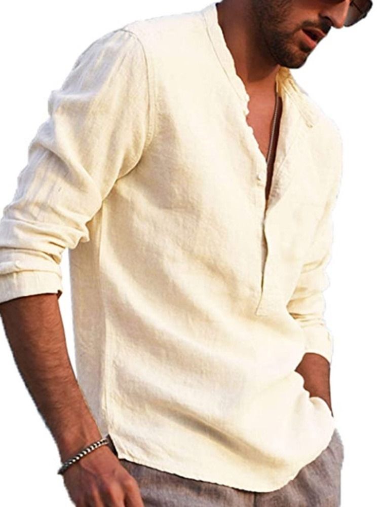 Ståkrage European Button Slim Shirt För Män