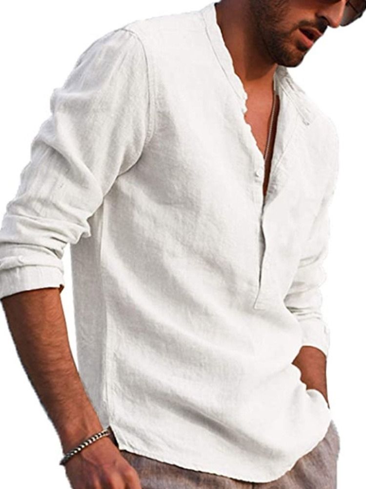 Ståkrage European Button Slim Shirt För Män