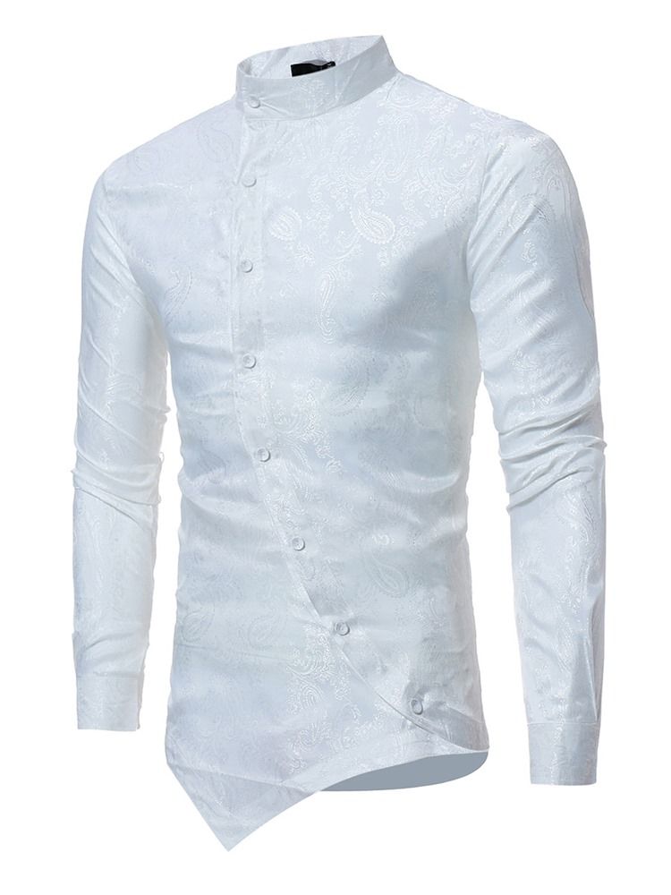 Ståkrage Slim Herrskjorta Med Oregelbundet Tryck