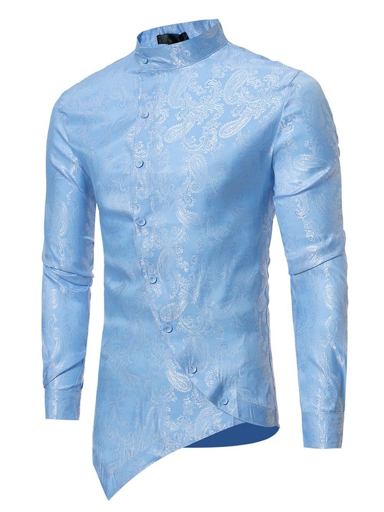 Ståkrage Slim Herrskjorta Med Oregelbundet Tryck