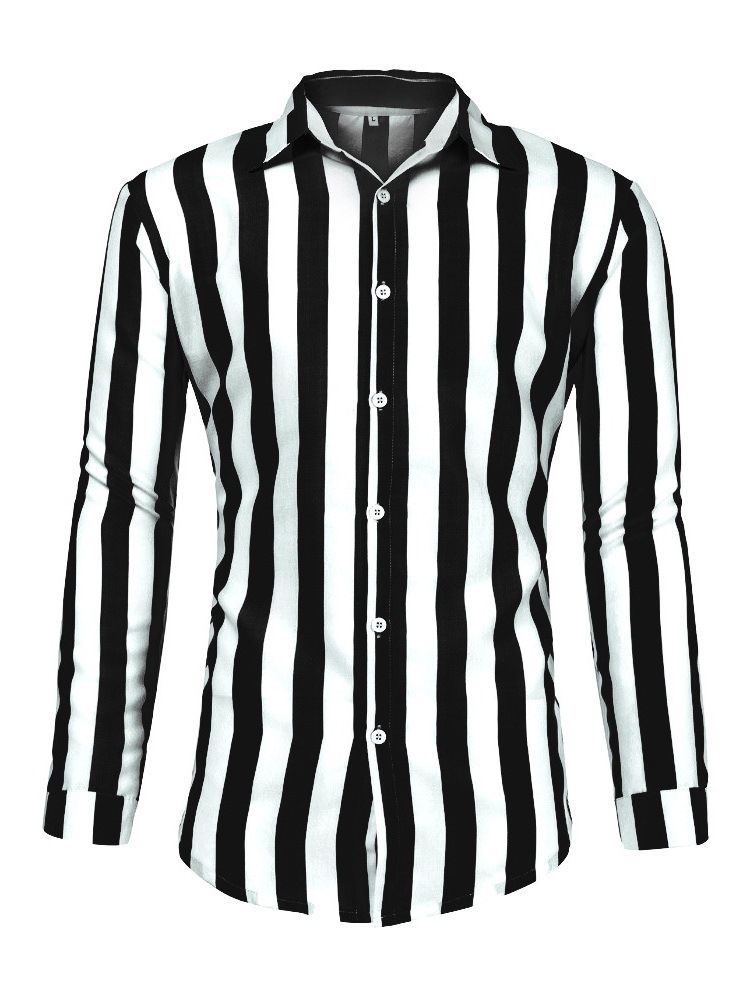 Stripe Lapel Casual Rak Enkelknäppt Skjorta