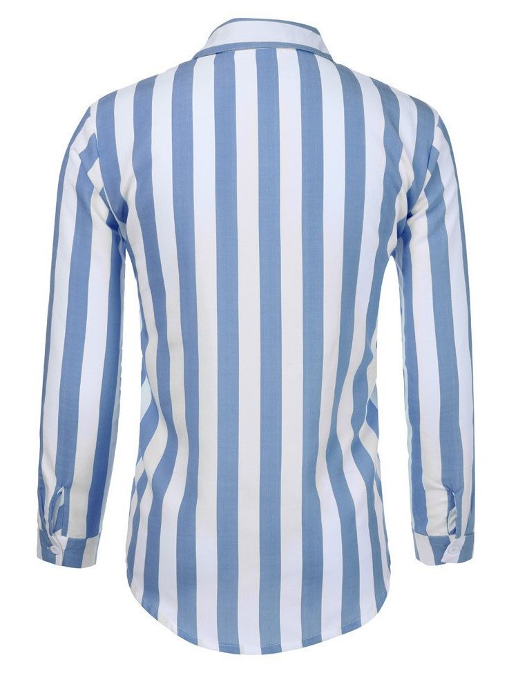 Stripe Lapel Casual Rak Enkelknäppt Skjorta