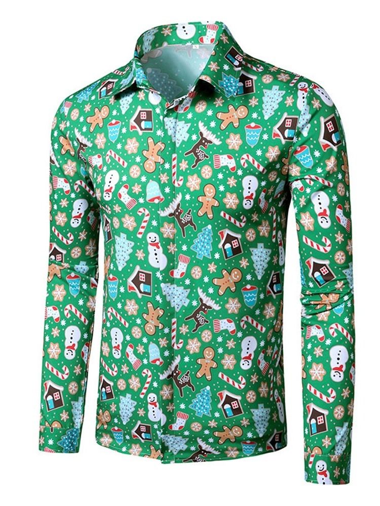 Tryck Blommig Lapel Slim Spring Shirt