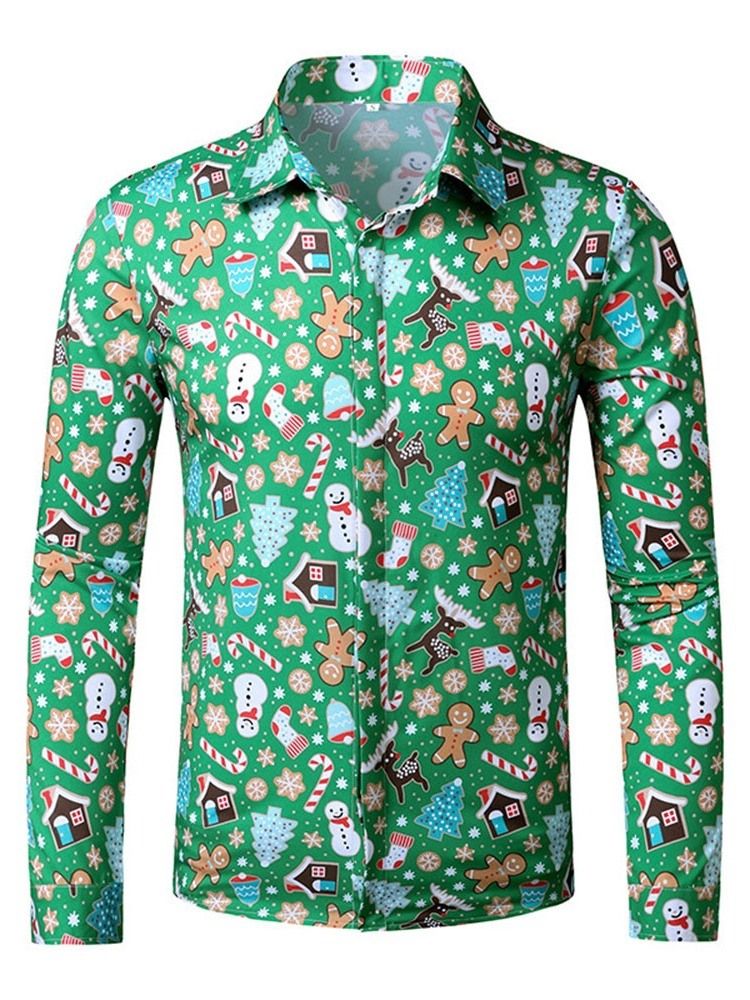 Tryck Blommig Lapel Slim Spring Shirt