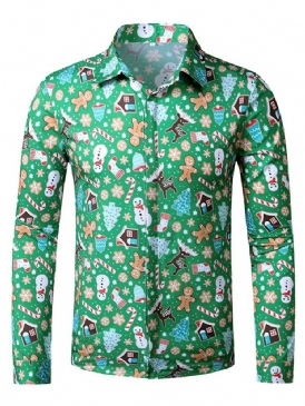 Tryck Blommig Lapel Slim Spring Shirt