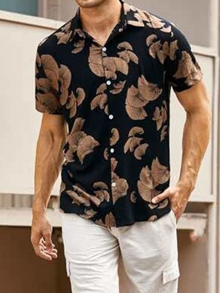 Tryck European Lapel Sommar Raight Shirt