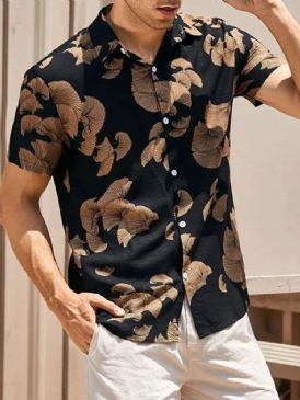 Tryck European Lapel Sommar Raight Shirt