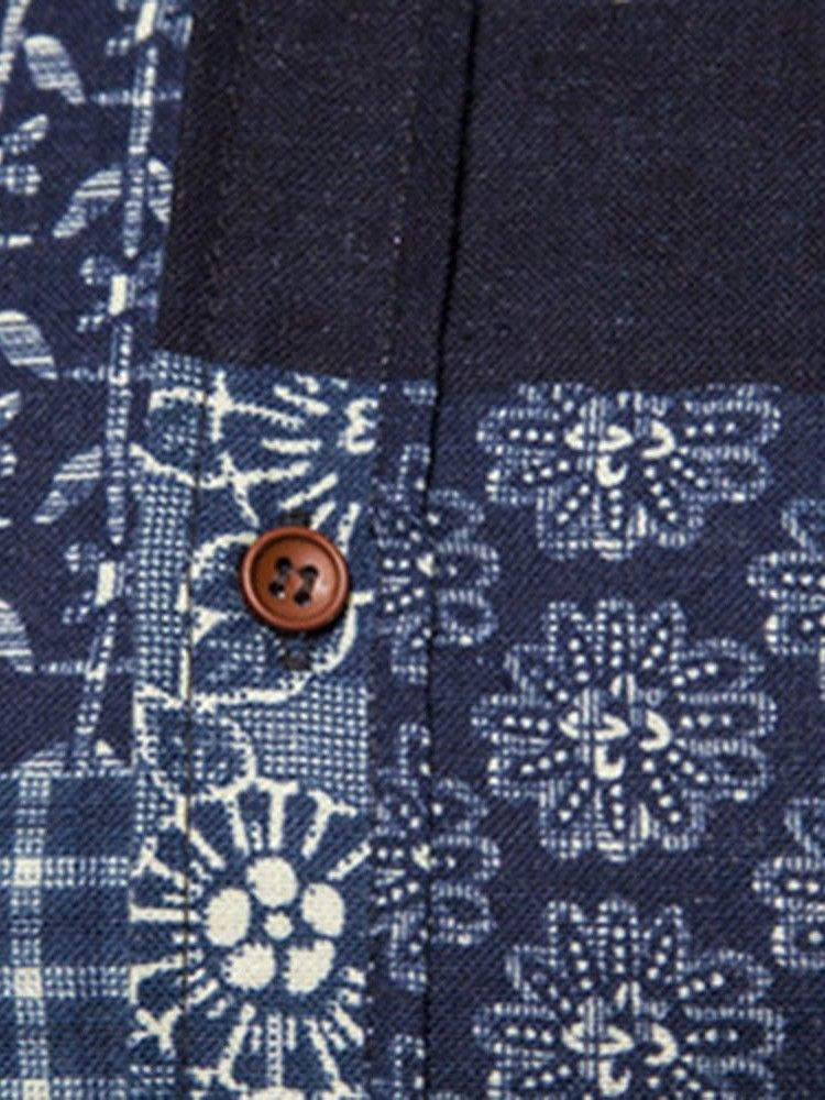 Tryck Lapel European Spring Slim Shirt För Män