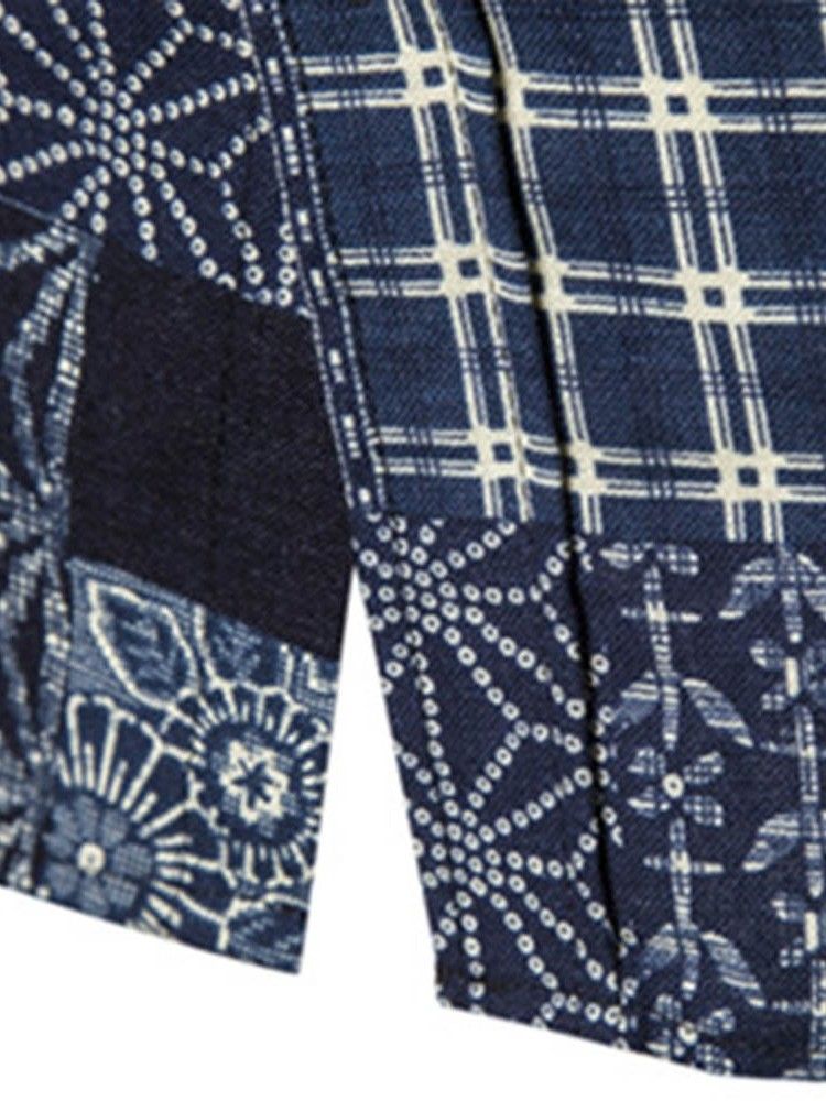 Tryck Lapel European Spring Slim Shirt För Män
