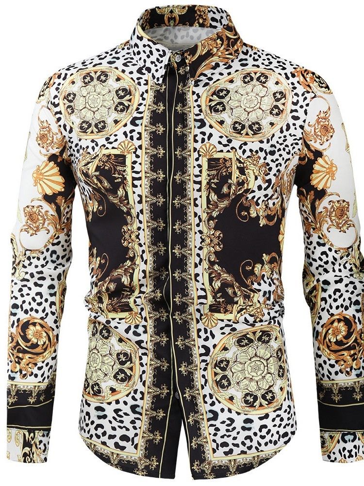 Tryck Leopard Lapel Fall Slim Shirt