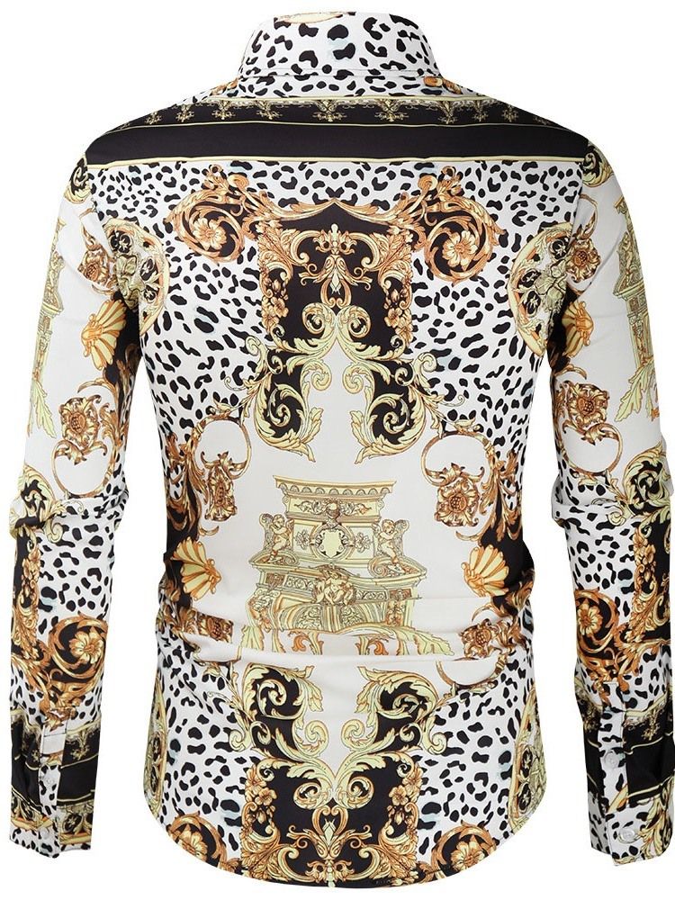 Tryck Leopard Lapel Fall Slim Shirt
