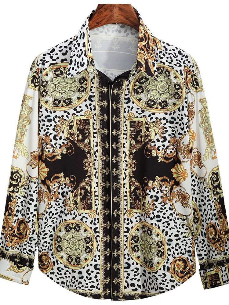Tryck Leopard Lapel Fall Slim Shirt