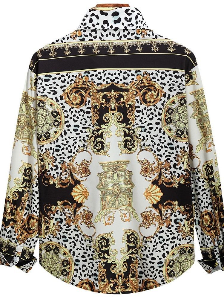 Tryck Leopard Lapel Fall Slim Shirt