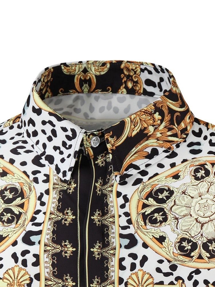 Tryck Leopard Lapel Fall Slim Shirt