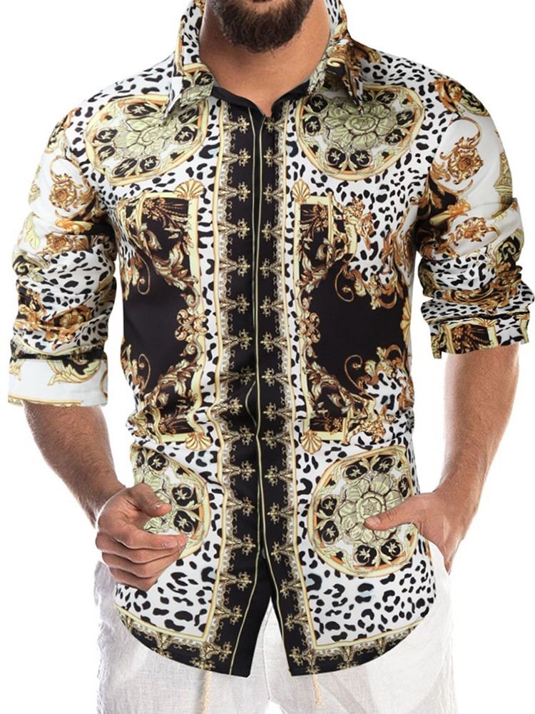 Tryck Leopard Lapel Fall Slim Shirt