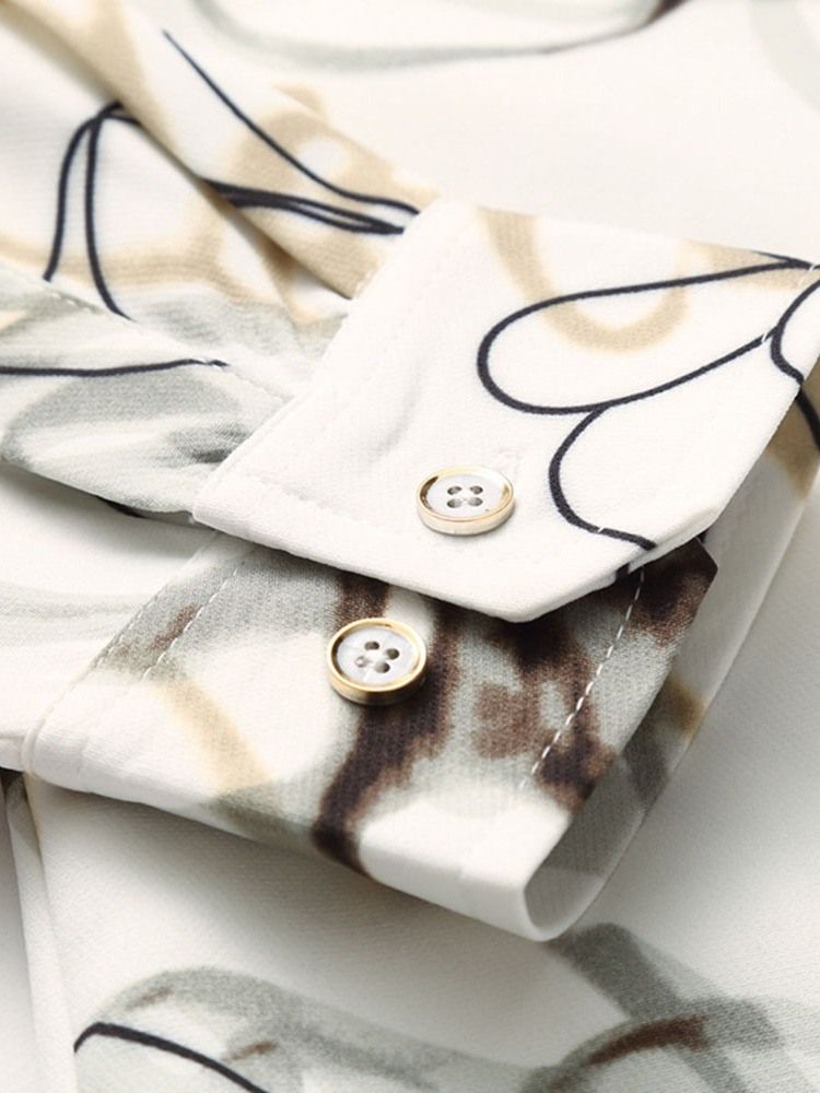 Tryckt Lapel För Män Casual Slim Shirt