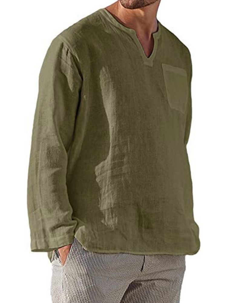Vanlig Enkel Pocket Fall Loose Shirt