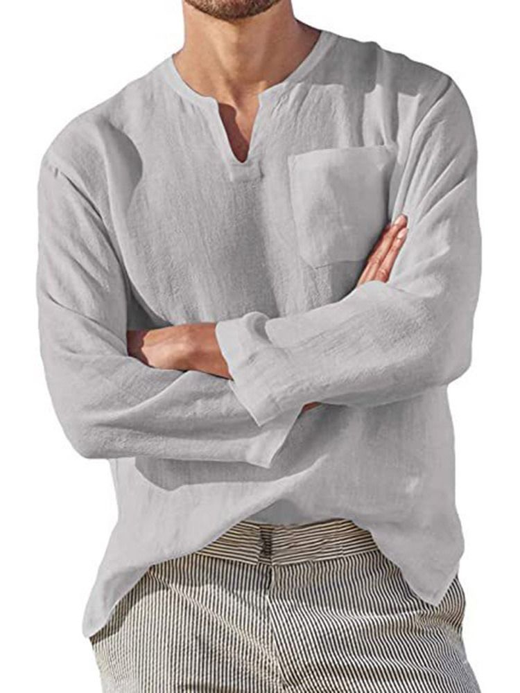 Vanlig Enkel Pocket Fall Loose Shirt